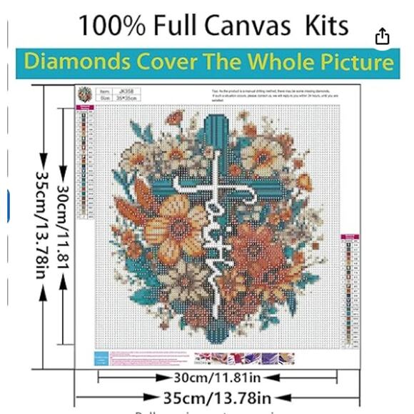 Diamond Painting Kit Full Round Drill Diamond Dot Gem Art Kit 13.78x13.78 Inch - Picture 5 of 7